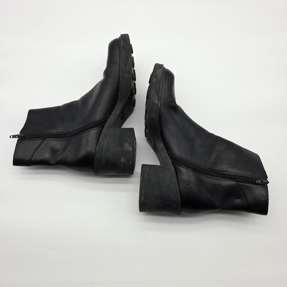 Vintage 90s Cloud 9 Nine West Black Chunky Ankle Boots Size 8.5 9 Side Zip - Picture 5 of 6